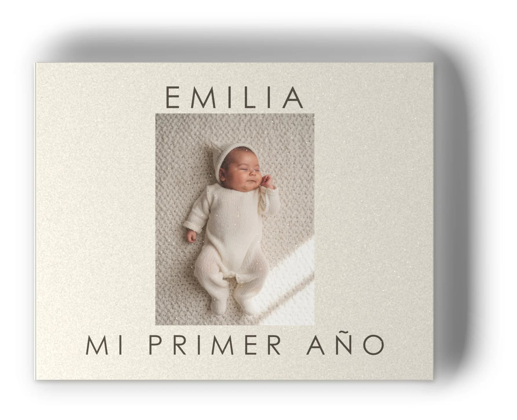 Portada del álbum de bebé vista desde arriba