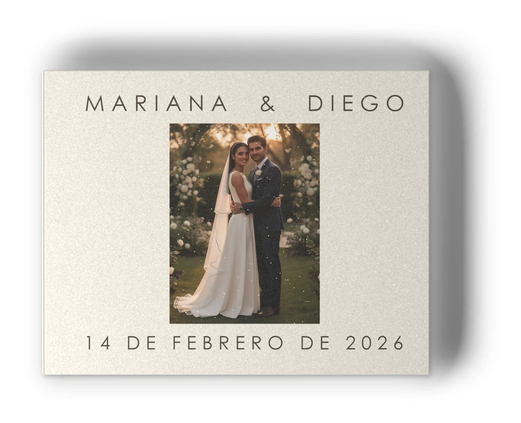 Portada del álbum de boda vista desde arriba