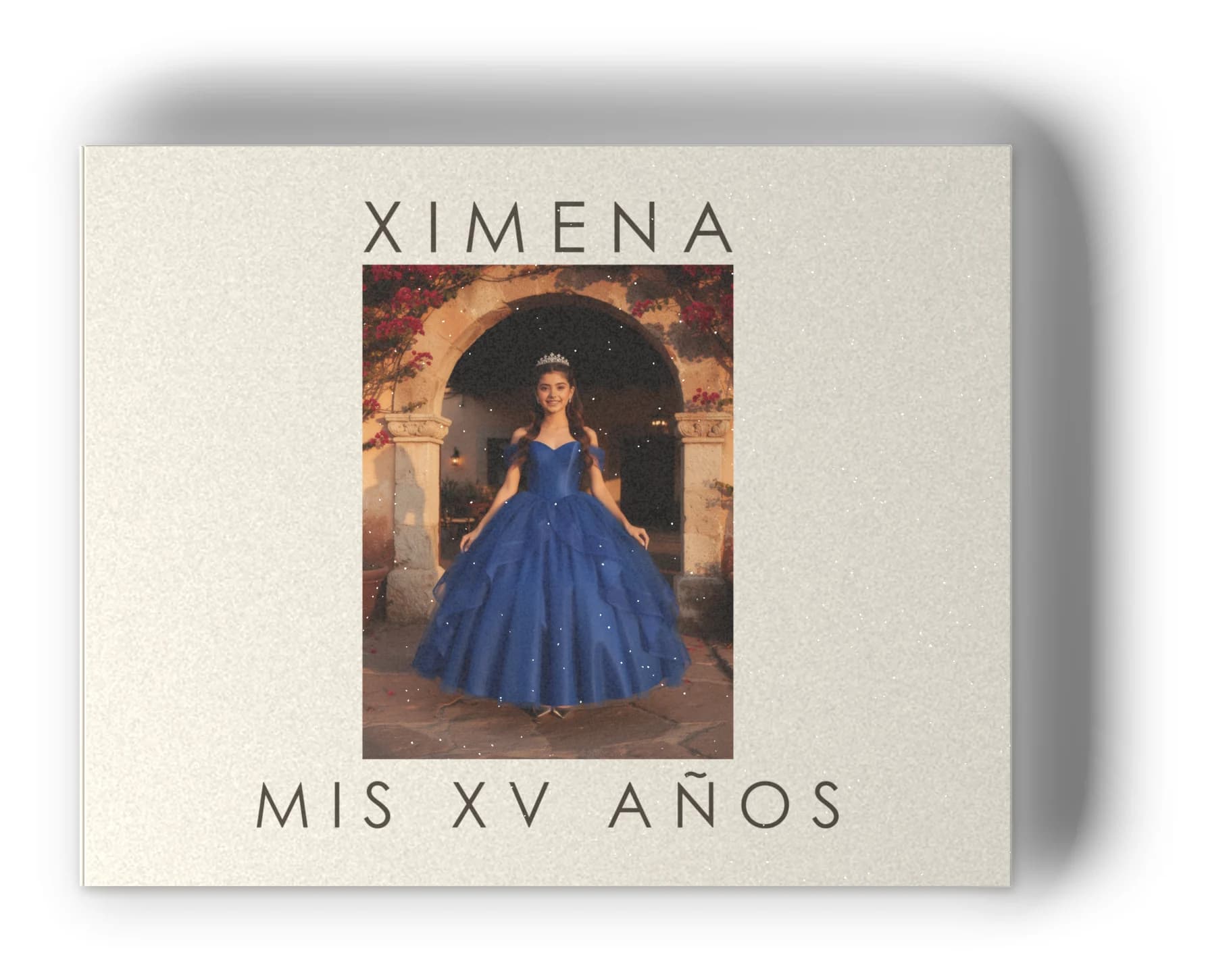 Portada del álbum de xv años vista desde arriba
