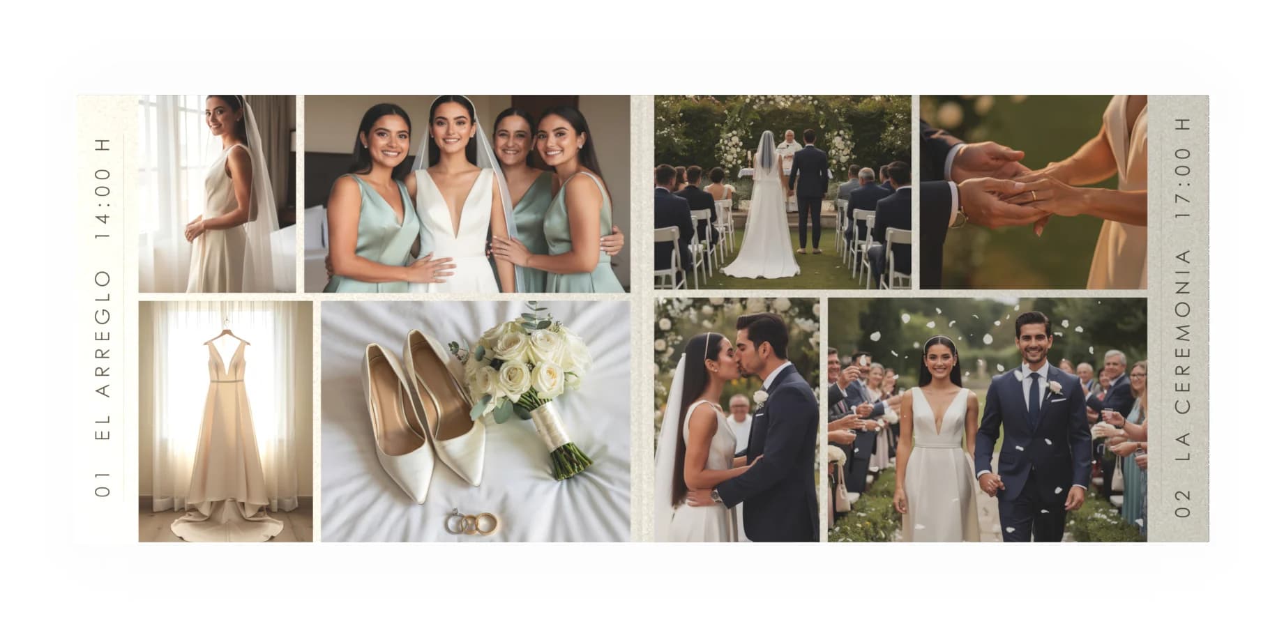 Álbum de boda abierto: una de sus hojas vista desde arriba